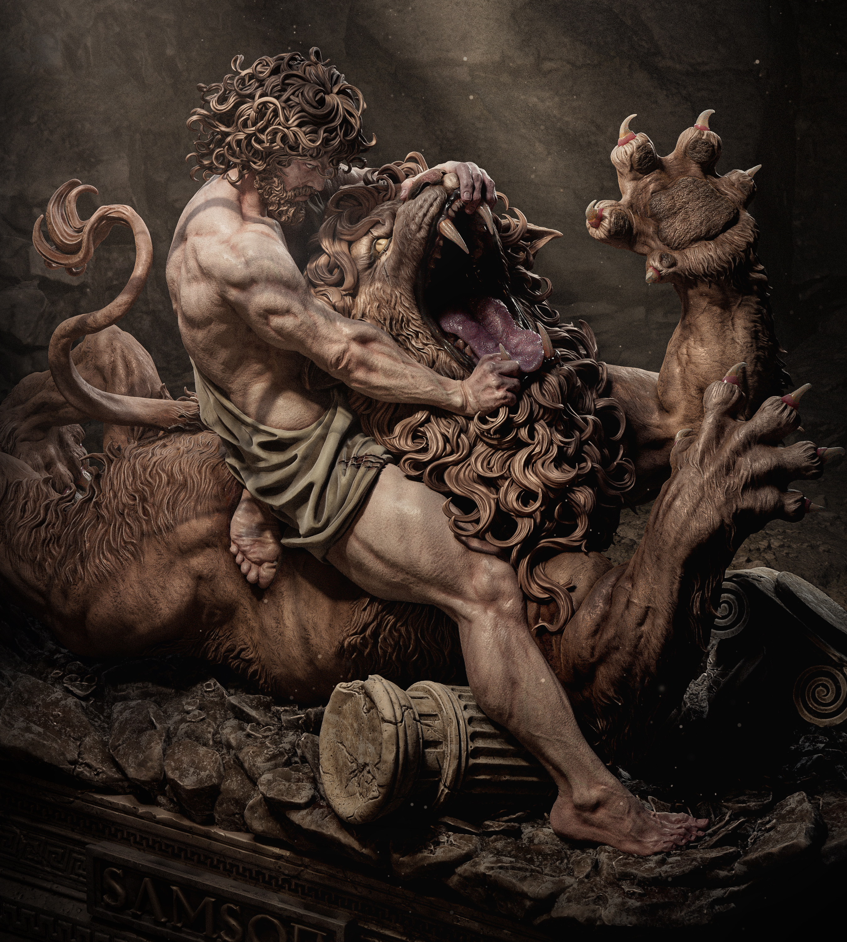 Samson Vs. Lion (Diorama)